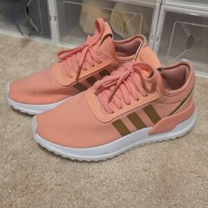 Adidas Women's Coral and Gold Sneakers
